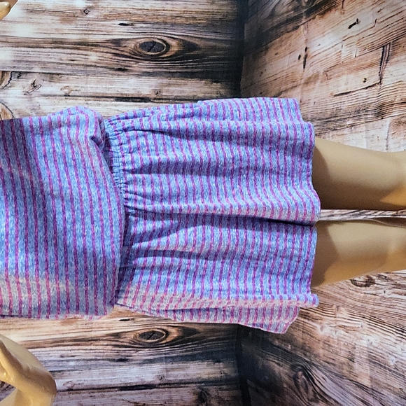 Express Women's Purple Striped Strapless Knit Romper Size M - Picture 2 of 13